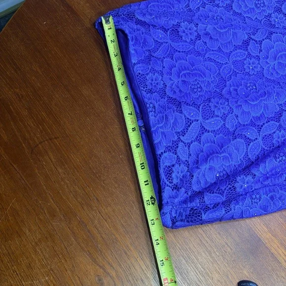 La Femme Lace Mermaid Gown Womens 10 Royal Blue Rhinestone Strapless Prom Dress - Picture 9 of 10